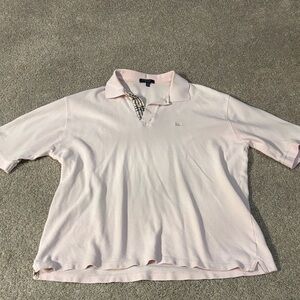 Burberry Light Pink Cotton Polo with Navy Label